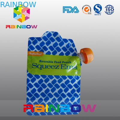 Laminated Lapisan Bahan Daur Ulang Liquid Spout Tas Dengan Zipper Untuk Makanan Bayi