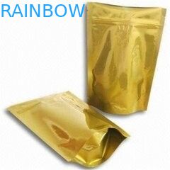 Emas Stand Up Glossy penuh Percetakan Foil Pouch Kemasan Dengan Zipper