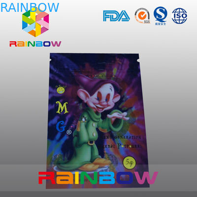 5g OMG Tiga Sisi Segel Tas Kemasan Dupa Herbal Dengan Ritsleting