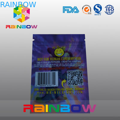 5g OMG Tiga Sisi Segel Tas Kemasan Dupa Herbal Dengan Ritsleting