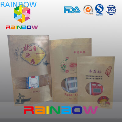 Tas Kertas Kraft Food Grade Custimized / Ziplock Dengan Jendela