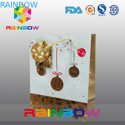 Mewah dicetak tas kertas datar disesuaikan bawah dengan tali untuk hadiah