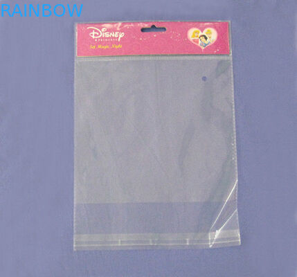 Kuning OPP Kepala Kemasan Percetakan Tas / OPP Cello Bag Dengan Lubang Untuk Tusuk gigi