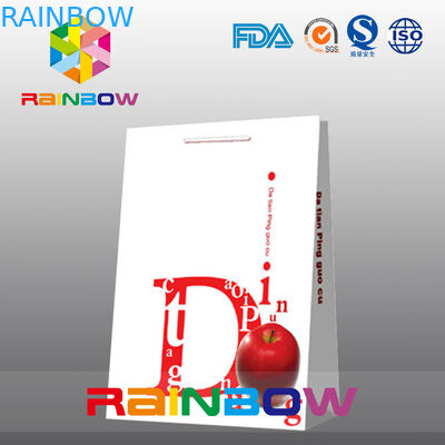 Kantong kertas putih disesuaikan datar bawah kardus Logo Kantong kertas belanja