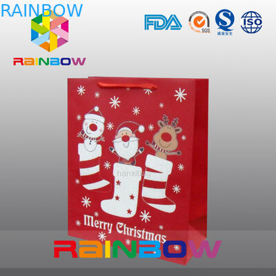 Tas Kertas Disesuaikan Merah Hadiah Natal Tas Dengan Tali Merah / Lucu Dicetak