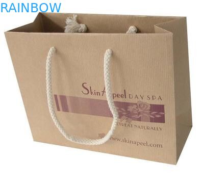 Brown Kraft Paper Bag Cetak Disesuaikan Dengan Tali untuk Hadiah / Belanja