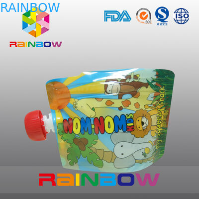 Warna-warni Printed ritsleting Putaran Spout Pouch Kemasan Untuk Juice / Minuman