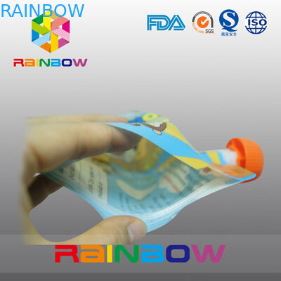 Warna-warni Printed ritsleting Putaran Spout Pouch Kemasan Untuk Juice / Minuman