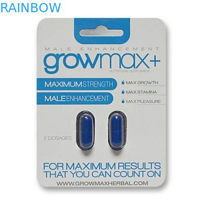 Kustom Dicetak Menggantung Kartu Kertas Kemasan Untuk Stimulan Peningkatan Pria Dengan Dua Lubang