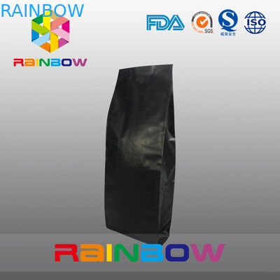 Hitam Disesuaikan Printed Bawah Gusset Tas, Plastik Kopi Pouch Dengan Zipper / Valve