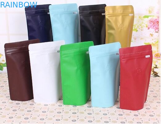 Matte Stand Up Coffee Bean Packaging Bags Plastik Tas Kopi Cetak Kustom Dengan Katup