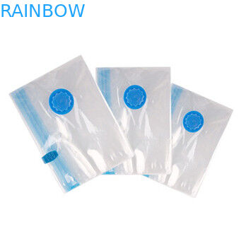Tas Vacuum Seal Transparan untuk Penyimpanan Makanan / Pakaian / Selimut Dengan Ritsleting Dan Katup