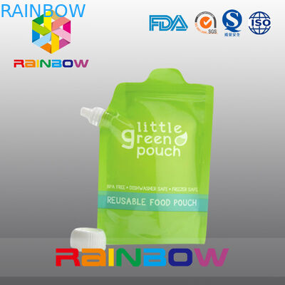 Berdiri makanan bayi Reusable menyemburkan kantong Kemasan dengan ritsleting di atas