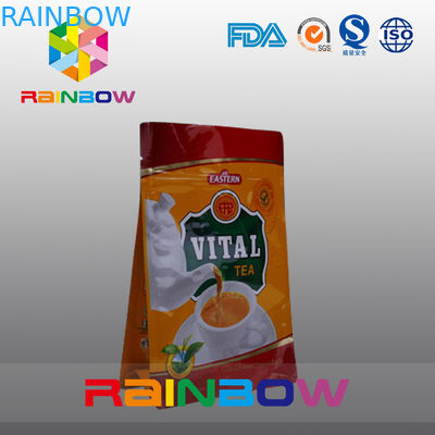 Kustom Dicetak Tas Plastik Bawah Datar, Quad Seal Block Tas Bawah Dengan Jendela Yang Jelas