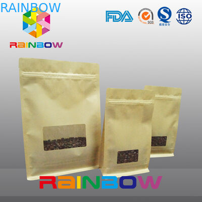 Datar Tas Gusset Bawah, Quad Seal Blok Bag Bawah Dengan Batal Jendela Untuk Kopi