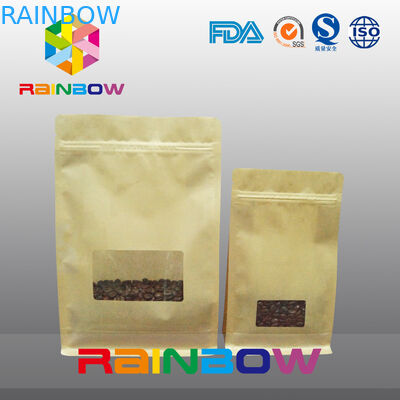 Datar Tas Gusset Bawah, Quad Seal Blok Bag Bawah Dengan Batal Jendela Untuk Kopi