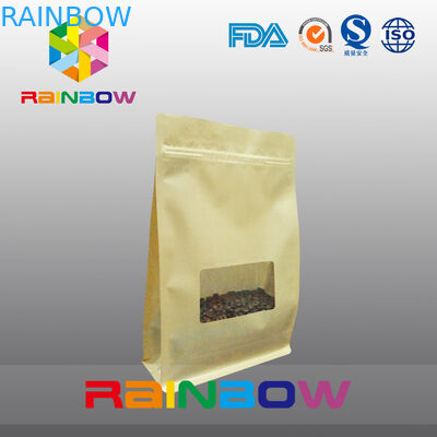 Datar Tas Gusset Bawah, Quad Seal Blok Bag Bawah Dengan Batal Jendela Untuk Kopi