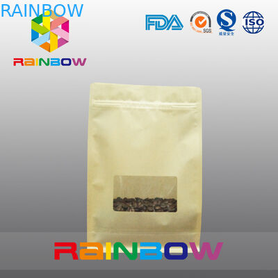 Datar Tas Gusset Bawah, Quad Seal Blok Bag Bawah Dengan Batal Jendela Untuk Kopi