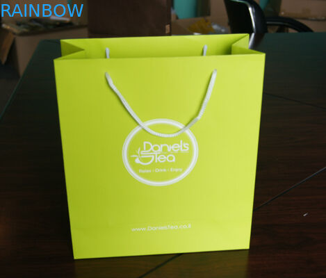 Tas Kertas Kraft Hijau Yang Dirancang Khusus Dengan Pegangan Tas Kemasan Teh