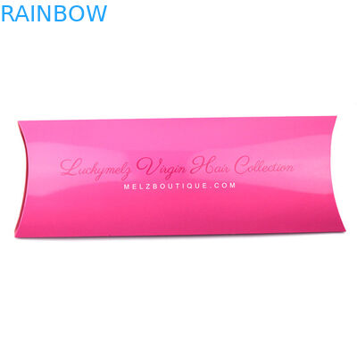 Kotak kertas ekstensi rambut merah ungu dengan ukuran disesuaikan dan logo dalam bentuk bantal