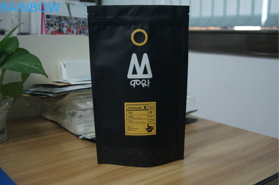 Matt Black Aluminium Foil Kopi / Teh Kemasan Tas Mouisture Proof Bags