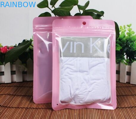 Kantong plastik ritsleting segel segel untuk pakaian / pakaian kemasan depan jelas