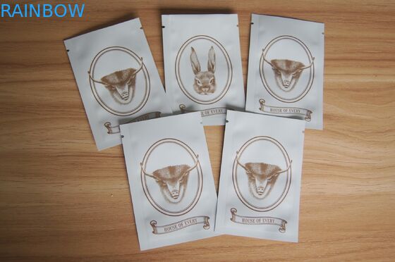 Kantung Kemasan Segel Benih Tiga Sisi / Kantong Matte Putih Grip Seal Spice Potpourri