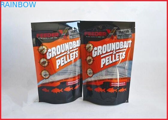Dicetak Kantong Plastik Kemasan Dengan Ritsleting Untuk Pallet Groundbait / Fishing Lure Dengan Ziplock