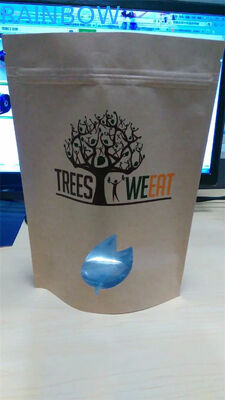 Logo Dicetak Grip Seal Bags / Kraft Paper Bag Untuk Baking Blend Dengan Jendela Dan Ziplock