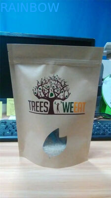 Logo Dicetak Grip Seal Bags / Kraft Paper Bag Untuk Baking Blend Dengan Jendela Dan Ziplock