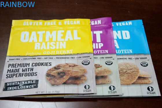 Tas Kemasan Makanan Ringan Berwarna Foil Cetak / Kantong Doypack Mylar Zipper Cookies