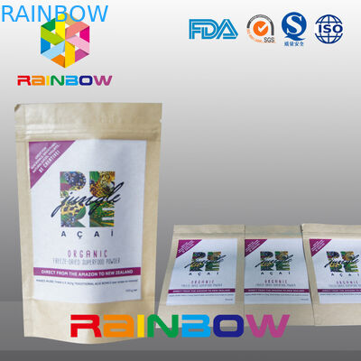 Logo Dicetak Chia Seeds Krafter Paper Ziplock Bag / Nut Snack Food Packaging