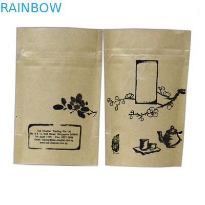 Stand Up Kraft Paper Snack Bag Packaging / Peanut Packing Bag Dengan Zipper Top