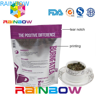 Kemasan Kantong Plastik Curah Reclosable Untuk Teh Kotak Dengan Zipper Dan Bawah Gusset