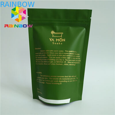 Aluminium Foil Berjajar Matt Putih Green Tea Packaging Bag Dengan Desain Kustom Zipper