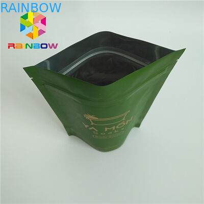 Aluminium Foil Berjajar Matt Putih Green Tea Packaging Bag Dengan Desain Kustom Zipper