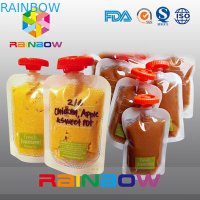 Clear Self Standing Spout Pouch Untuk Selai / Jus, Tas Kemasan Makanan yang Dapat Digunakan Kembali Untuk Anak Bayi