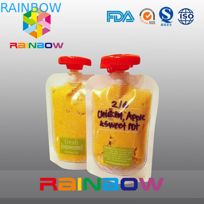 Clear Self Standing Spout Pouch Untuk Selai / Jus, Tas Kemasan Makanan yang Dapat Digunakan Kembali Untuk Anak Bayi