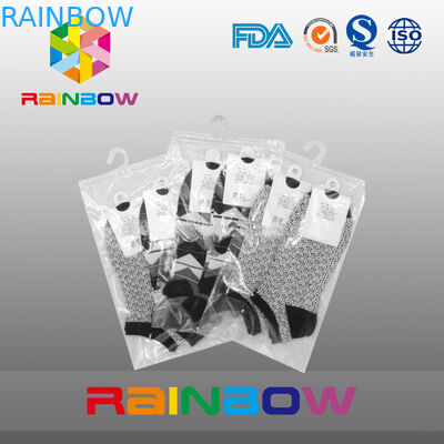 Sesuaikan Logo Cetak Tas Ziplock Plastik Bening / Hanging Hook Bag Dengan Zipper