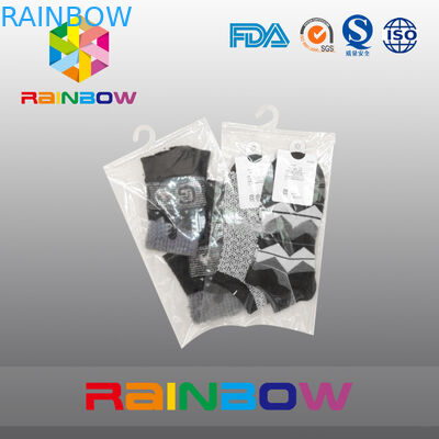 Susu Putih Kantong Plastik Bening Kemasan Menggantung Tas Kait Dengan Ritsleting Untuk Kaus Kaki