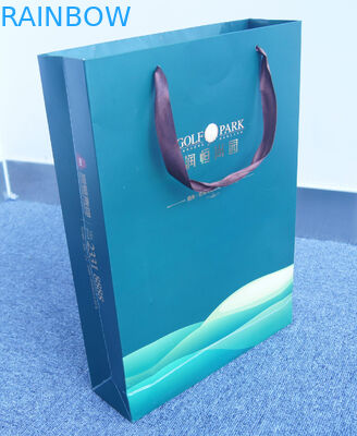 Flat Bawah Dicetak Tas Belanja Kertas Kraft Kustom Dengan Tali