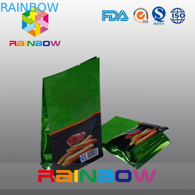 Kantong Plastik Aluminium Foil, Kantong Seal Bawah 8 Datar Untuk Makanan Ringan / Goreng Prancis