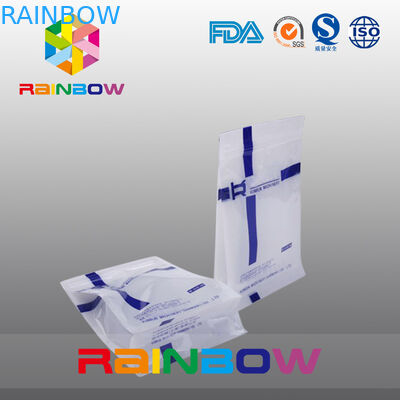 Ukuran Custom Putih Qual Seal Gusset Bawah Datar Kantong Dengan Slide Ziplock Untuk Kemasan Makanan