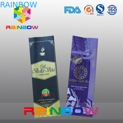 Tas Kopi Gusset Hitam Pencetakan Penuh / Kantung Tertutup Belakang Dengan Katup