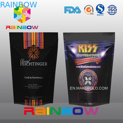 Black Stand Up Plastik Aluminium Foil Biji Kopi Atau Tas Tanah Dengan Valve Dan Zipper
