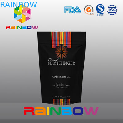 Black Stand Up Plastik Aluminium Foil Biji Kopi Atau Tas Tanah Dengan Valve Dan Zipper