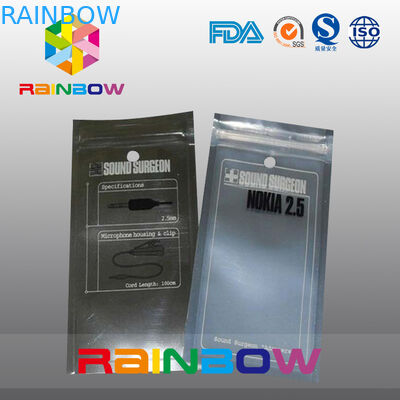 Lihat Melalui Pencetakan Logo Headset / Tas Kemasan Earphone / Kantong Dengan Ziplock