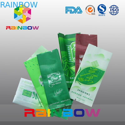 Side Gusset Tea Bags Kemasan Back Center Sealing Green Aluminium Foil Heat Sealable