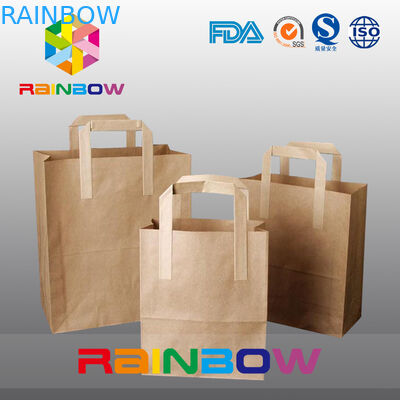 Ukuran Disesuaikan Tanpa Pencetakan Brown Kraft Paper Bag Shopping Bags