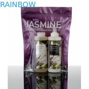 Tas kosmetik plastik transparan tampilan depan dengan ritsleting